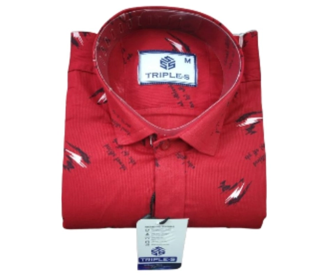 Full Sleeves Printed Shirt for Men (Red, M)