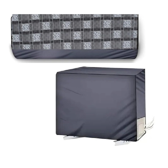 Polyester Printed Split AC Cover (Grey, Set of 1)