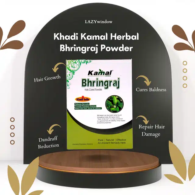 Khadi Kamal Herbal Bhringraj Powder & Onion Bhringraj Shampoo (Pack of 2)