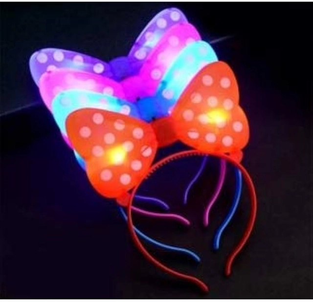 Plastic LED Lights Polka Dot Bow Headbands for Girls (Multicolor, Pack of 5)