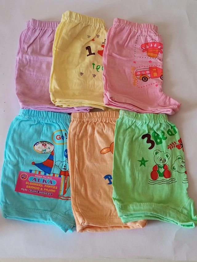 Cotton Printed Bloomers for Girls (Multicolor, XS) (Pack of 6)