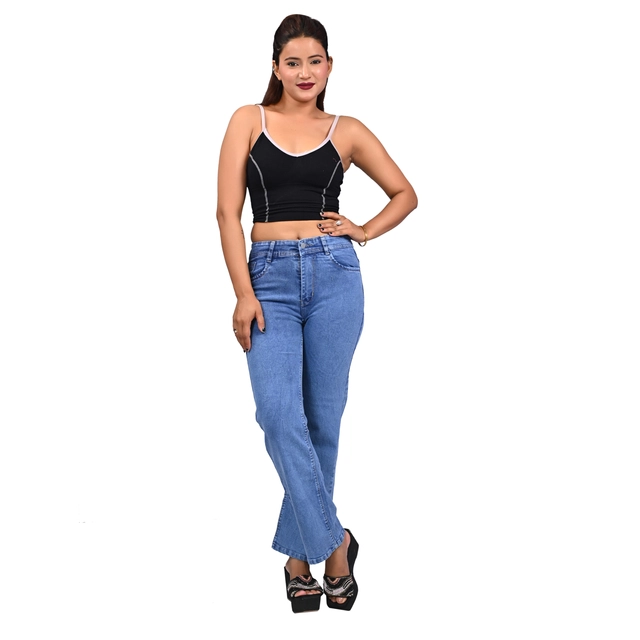 Denim Mid Rise Jeans for Women (Ice Blue, 28)