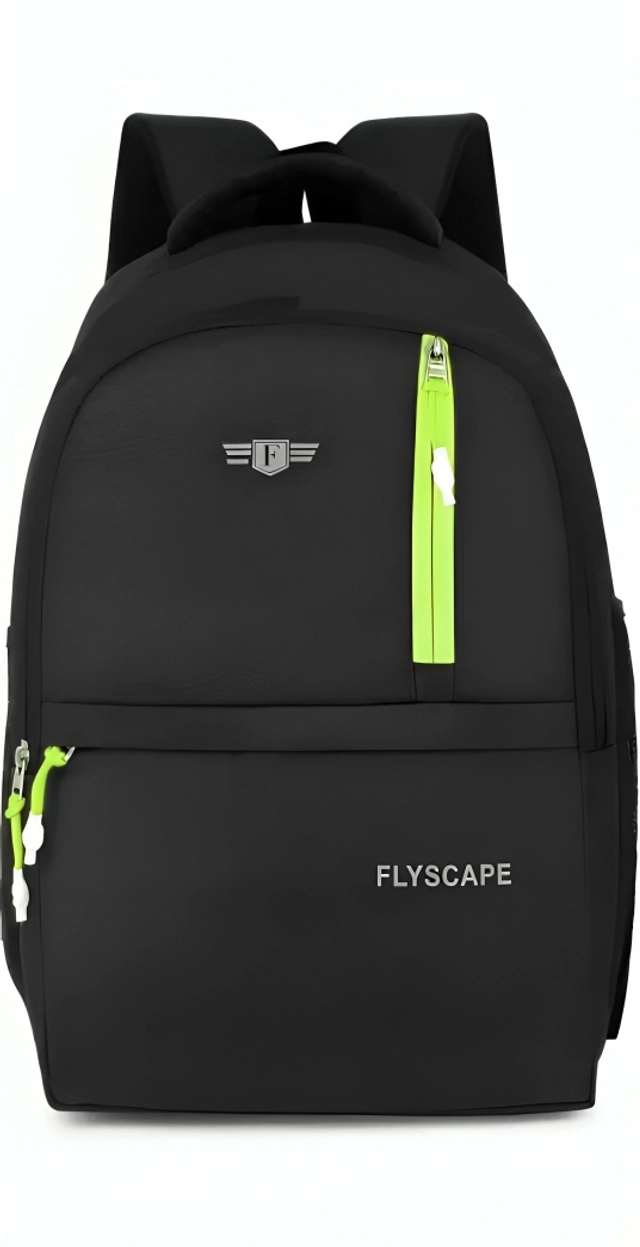 Polyester Laptop Backpack for Men & Women (Black & Green, 25 L)