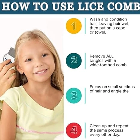 Lice Remover Comb For Women And Kids Stainless Steel Lice Terminator Fine Egg Nit Lice Egg Removal Comb For Women Lice Comb Hair Women Scalp Louse And Eggs Remover (pack of 1)