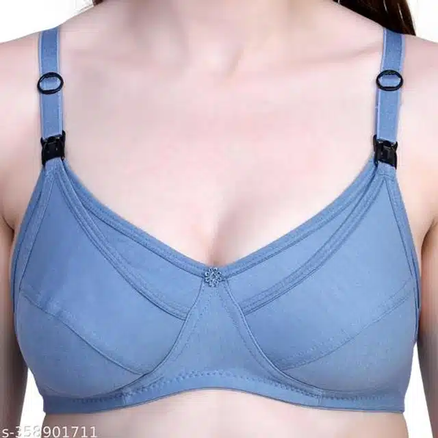 Polycotton Feeding Bra for Women (Blue, 32B)