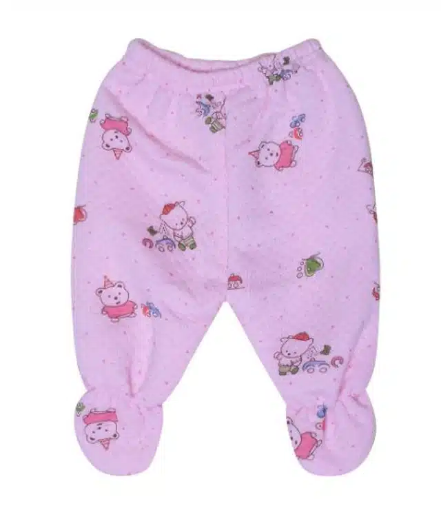 Woolen Soft Printed Winter Set for Newborn (Set of 1) (Pink, 0-6 Months)