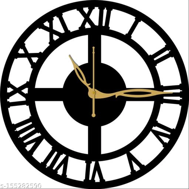 Wooden Wall Clock for Home (Black)