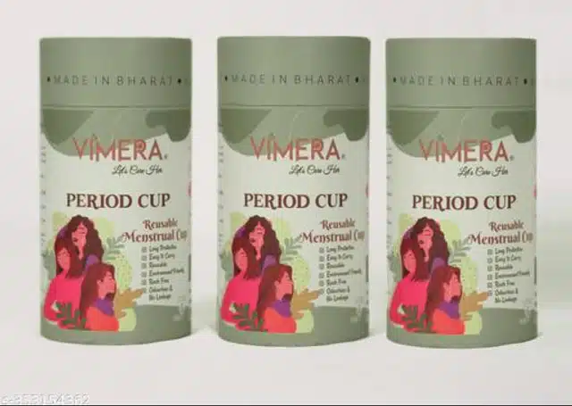 Vimera Silicone Women Menstrual Cups with Pouch (Assorted, S) (Pack of 3)