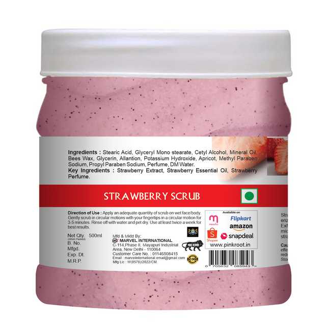 Pink Root Strawberry Scrub (Pack Of 1, 500 ml) (MI-157)