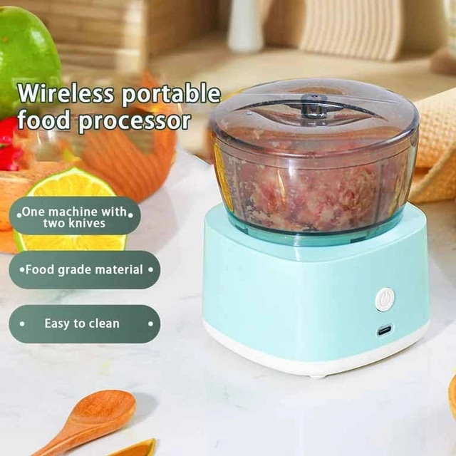 Shopper52 Wireless Electric Chopper – 300ml Mini Food Processor with Stainless Steel Blades, 45W | Meat Mincer & Vegetable Grinder (Pack of 1, 45W)