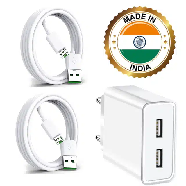 2.4A Dual USB Ports Charging Adapter with Micro USB Cables (Set of 3, White)