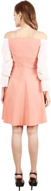 Stylish New Cotton Lycra Blend Women Solid Dress (Peach, M) (ITN-51)