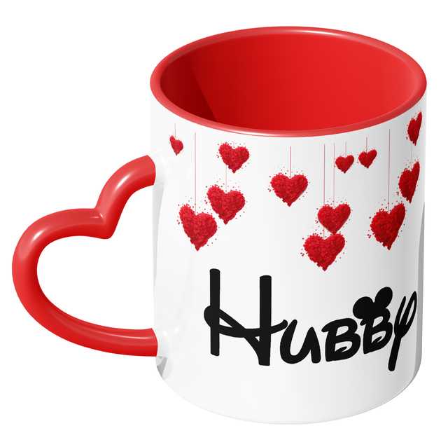 Bride Loading Printed Heart Handle Mug Microwave Safe Ceramic Tea Coffee (Red, 350 ml) (GT-481)