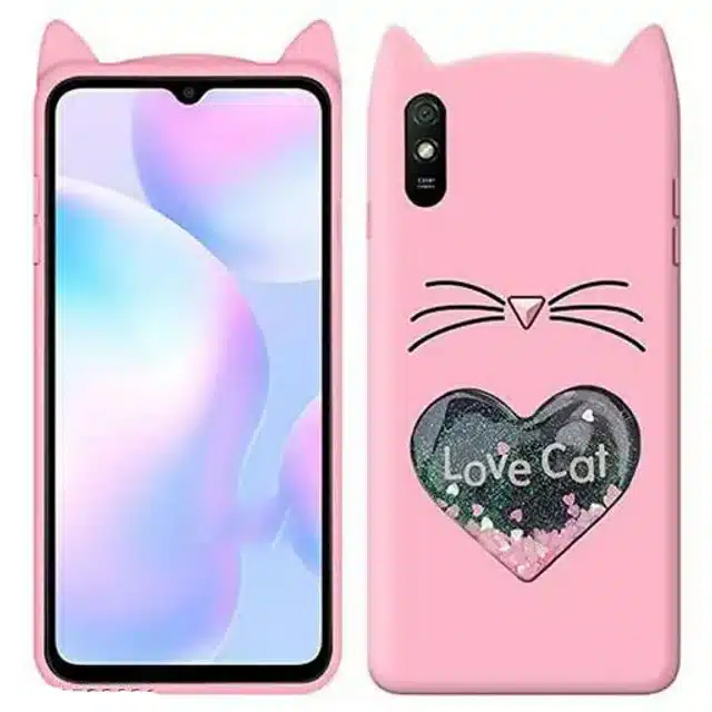 Love Cat Back Cover for Redmi 9A (Pink)