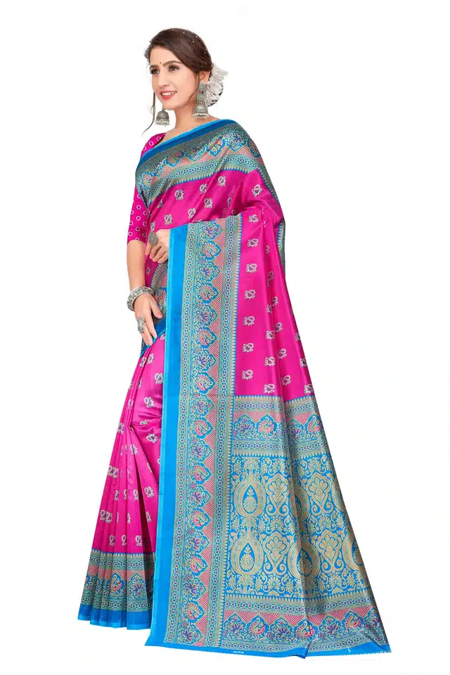 Saree with blouse (Pink, 6.0 m)