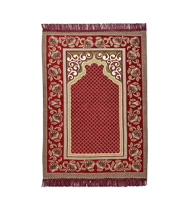 Velvet Chenille Super Soft Namaz Prayer Mat (Maroon, 70x110 cm)