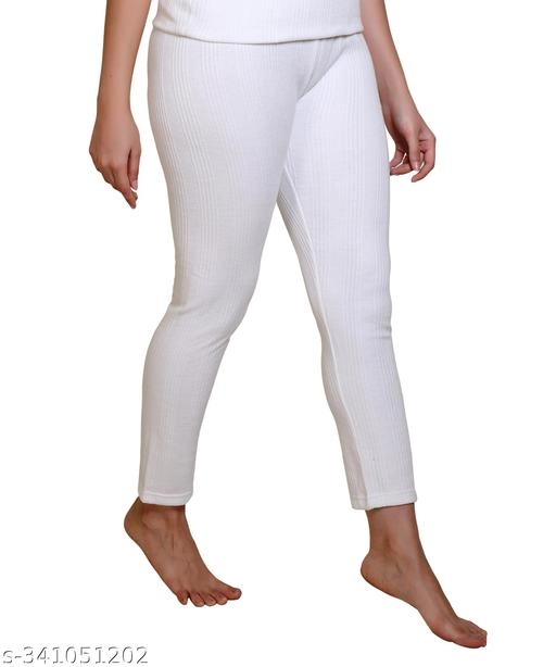 Wool Thermal Bottomwear for Women (White, M)