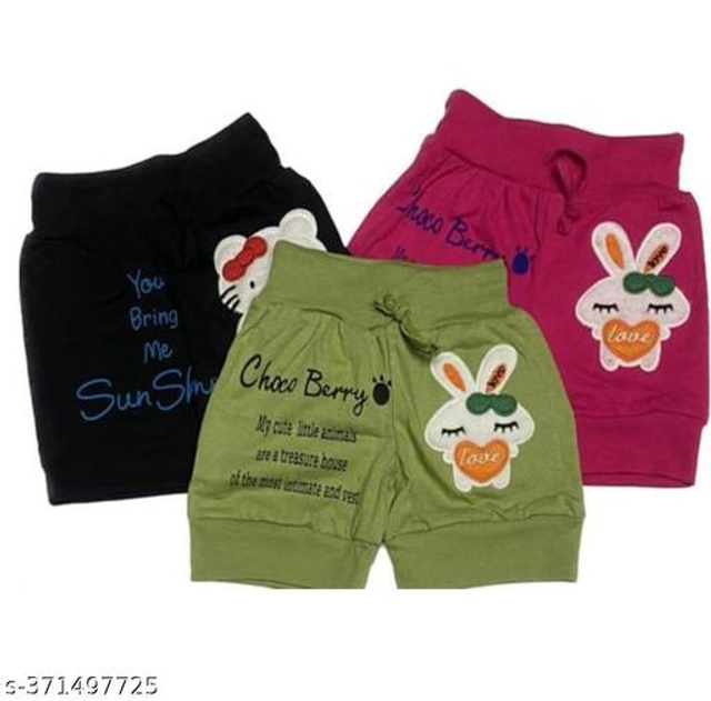 Cotton Shorts for Girls (Multicolor, 0-1 Years) (Pack of 3)