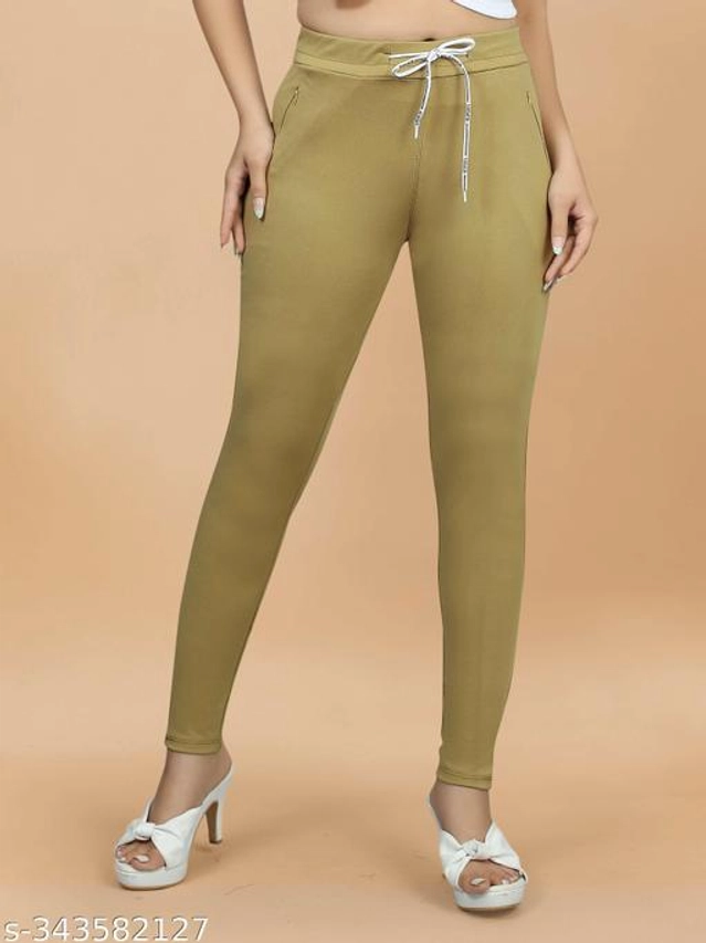 Lycra Jeggings for Women (Beige, 38)