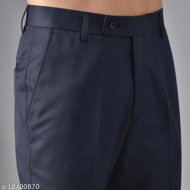 Polycotton Formal Pant for Men (Navy Blue, 28)