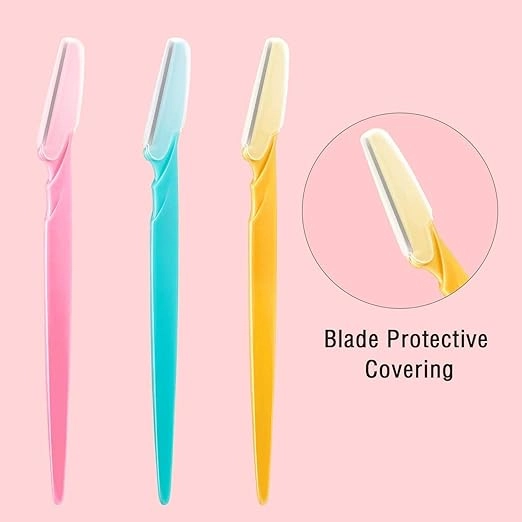 Plastic Face Hair Removal Razor for Women (Multicolor, Pack of 3)