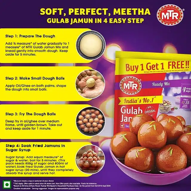 MTR Gulab Jamun Ready Mix 2X175 g (Buy 1 Get 1 Free)