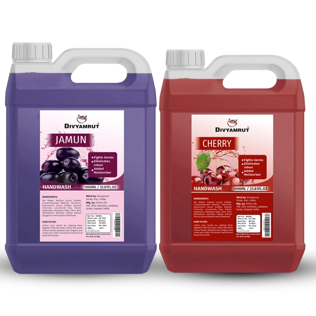 Divyamrut Jamun & Cherry Liquid Hand Wash (1000 ml, Pack of 2)