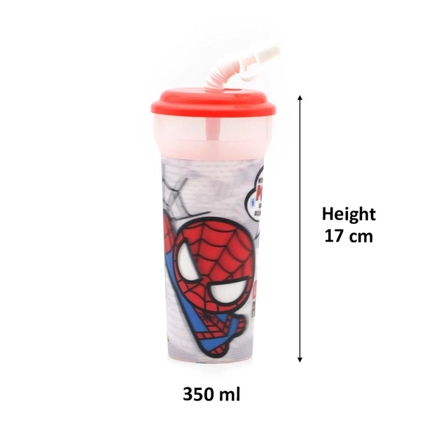 GLUMAN 3D Spiderman, Sipper Bottle (350 ml,Pack of 1)