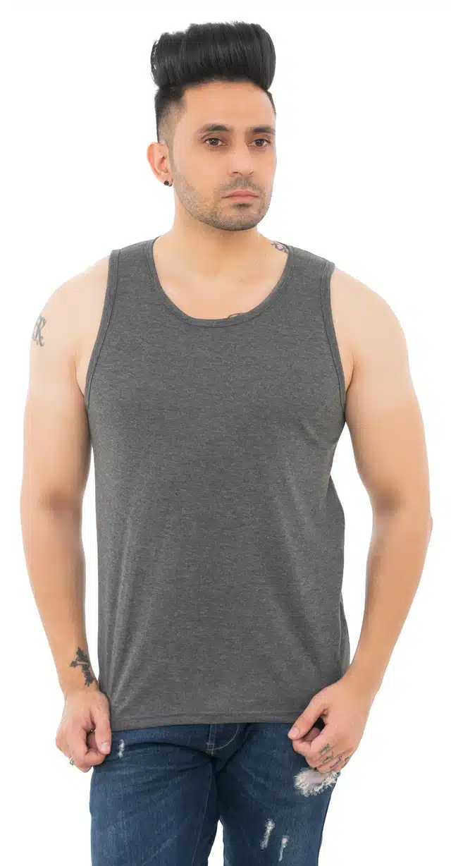 Gym Vest for Men (Grey Melange, XXL)