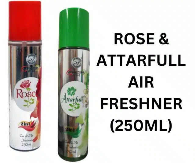 DSP Rose with Atterfull 2 in 1 Car & Air Freshener (Pack of 2, 250 ml)