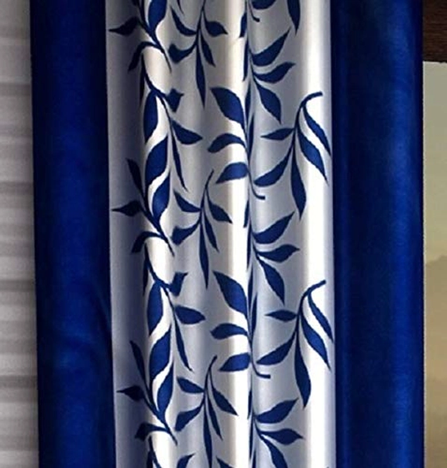 Web India Garden Panel Eyelet Polyester Door curtains - 7 Feet, Blue (Set of 2)