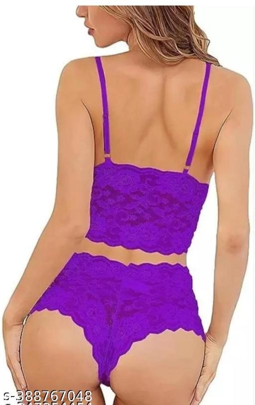 Net Solid Babydoll for Women (Purple, XXS)