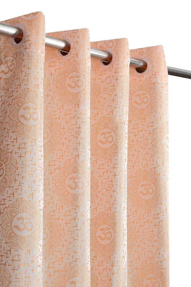 Polycotton Printed Window & Door Curtain (Beige, 4x7 Feet) (Pack of 2)