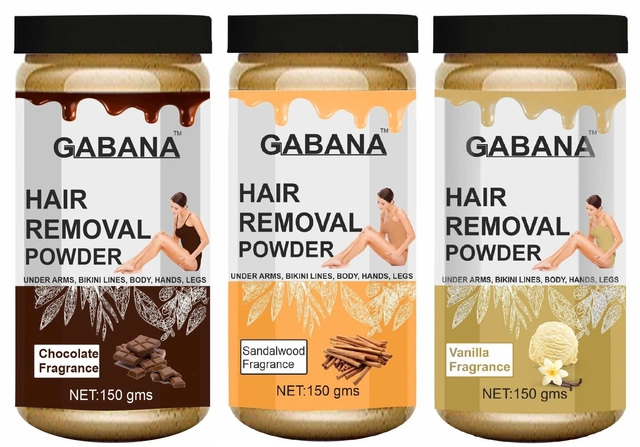 Combo of Gabana Chocolate, Sandalwood & Vanilla Fragrance Instant Painless Hair Removal Powder (150 g, Pack of 3)