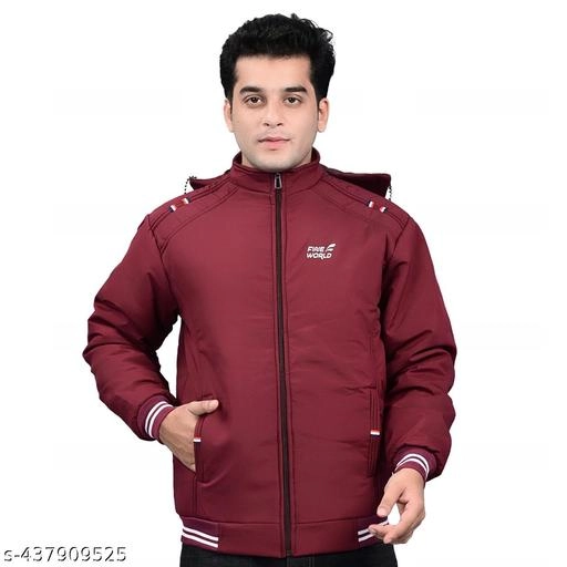 Polyester Jacket for Men (Maroon, M)