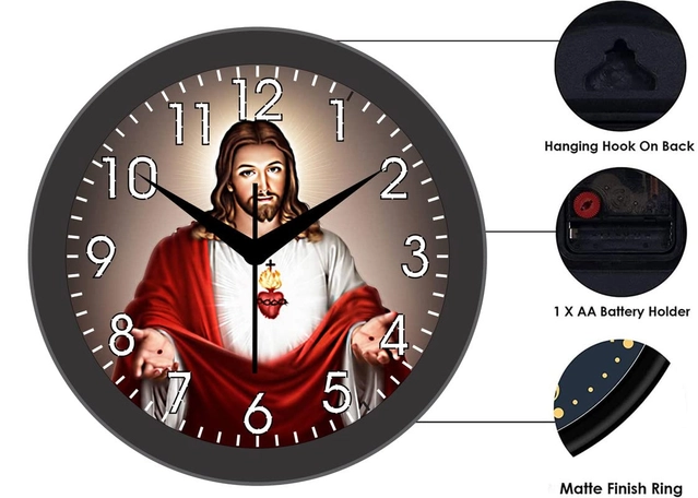 CAPIO Jesus Multicolor Analog Wall Clock (Plastic, 25x25 cm)