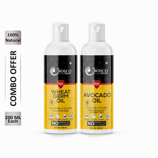 Bosco Touch Pure Wheat Germ Oil (200 ml) & Avocado Oil (200 ml) Combo For Rapid Hair Growth (Pack Of 2) (B-652)