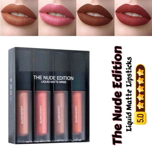 Waterproof Liquid Matte Lipsticks (Nude, Pack of 4)