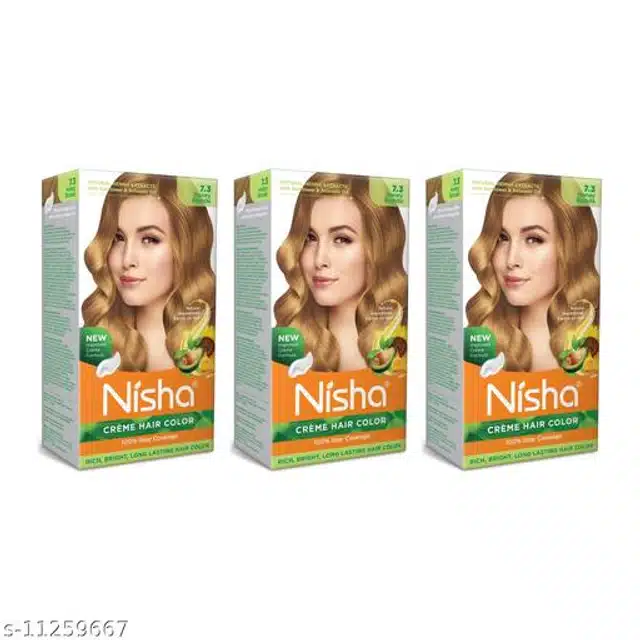 Nisha Cream Hair Color (Honey Blonde, 150 g) (Pack of 3)