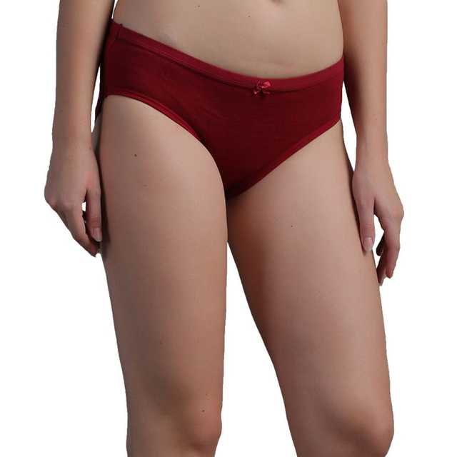 Medium Rise Full Coverage Cotton Blend Hipster Panty (Maroon, XL) (PV-11)