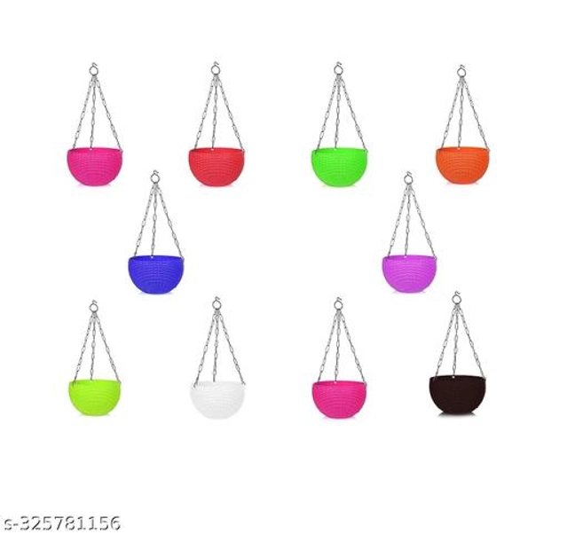 Plastic Hanging Planter (Multicolor, Pack of 10)