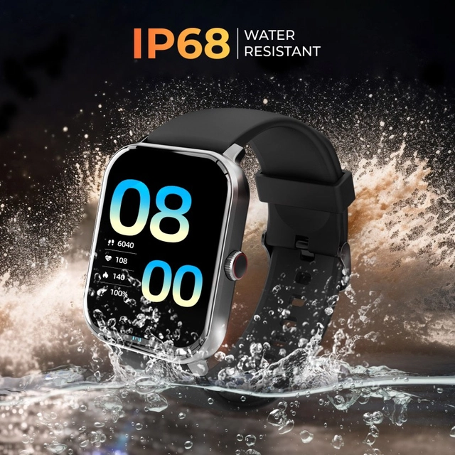 beatXP Marv Neo 1.85'' HD Display Bluetooth Calling , Health Tracking & IP68 Smartwatch (Electric Black Strap, Free Size)