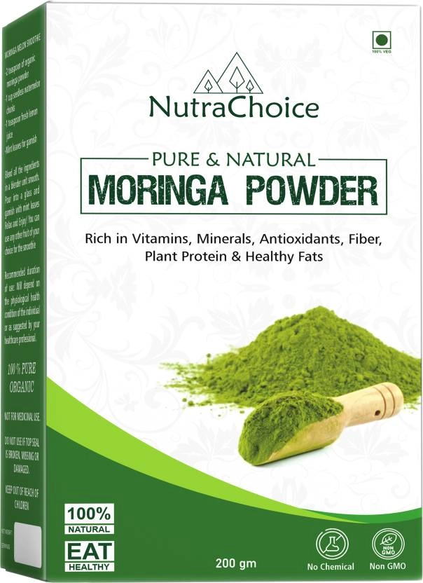 NutraChoice Organic Moringa Leaf Powder For Weight Loss, Powerful Vitamins & Antioxidants (200 g, Pack of 1)