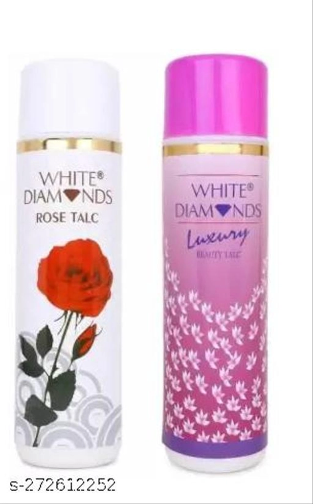 White Diamond Luxary with Rose Body Powder (300 g, Pack of 2)