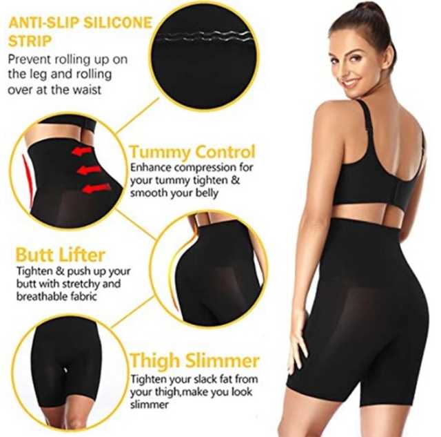 Women’s Cotton Lycra Tummy Control 4-in-1 Blended High Waist Tummy & Thigh Shapewear (S423)