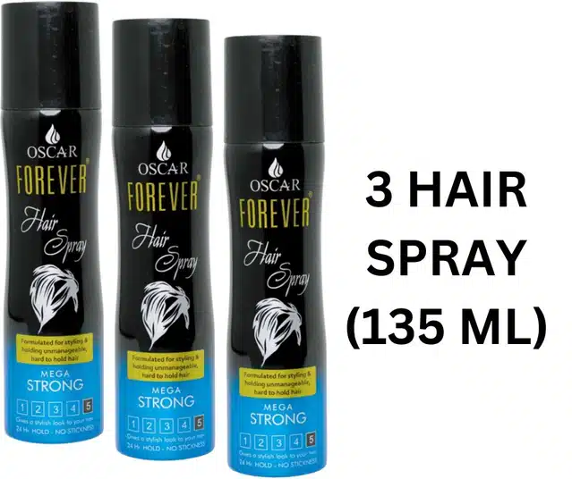 Oscar Hair Spray for Men & Women (135 ml, Pack of 3)