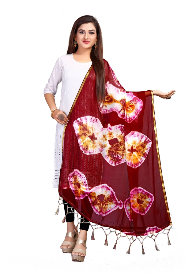 Chiffon Printed Dupatta for Women & Girls (Purple, 2.25 m)