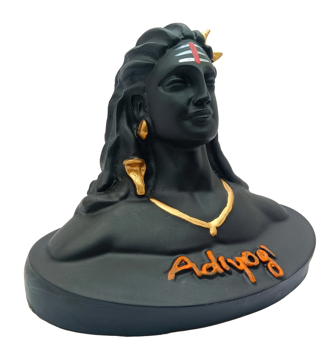 Polyresin Aadiyogi Mahadev Idol (Black, 12 cm)