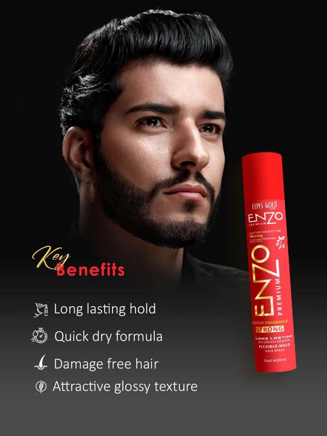 Enzo Keratin Long Lasting Hair Spray (420 ml, Pack of 2)