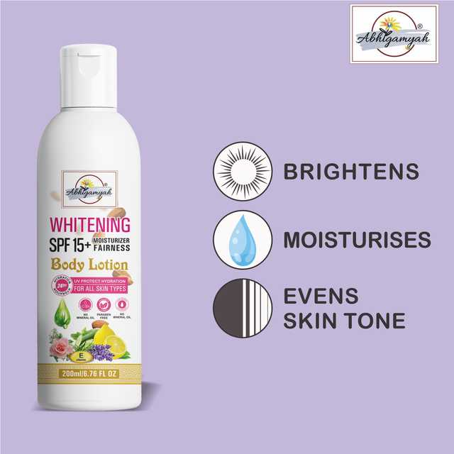 Abhigamyah Whitening Body Lotion Spf15+ Skin Lighten & Brightening Cream (200 ml, Pack Of 3) (A-157)